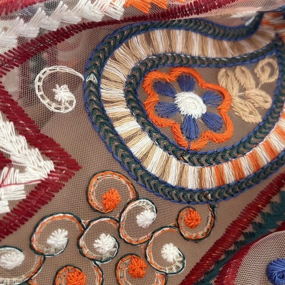 NEW SAM EDELMAN - Embroidered Mini Dress with Thread details and Nude Sheath - Picture 7 of 8